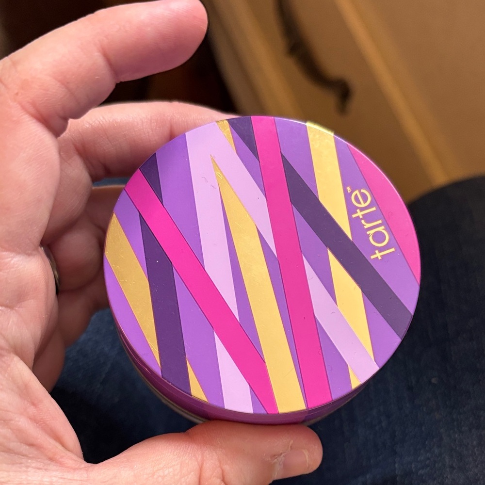 Tarte Vibrant Striped Compact with Purple, Pink, and Gold